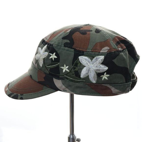Ka'anapali Alii Women's Hawaiian Floral Camo Army Hat Cap Strap Back Embroidered - Picture 5 of 8